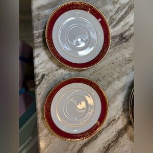 Set Of 2 Noritake Japanese 14cm Red White Gold Bone China Saucers Goldmere